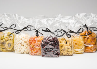 Organic dried fruits collection into luxury transparent plastic